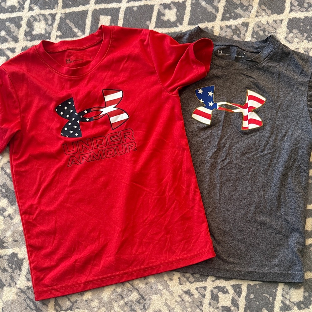 Under Armour Kids' Red and Gray Flag Logo Tees